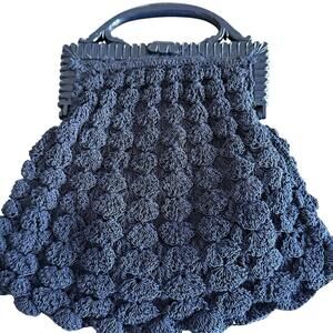 Crocheted Vintage Purse Handbag With Coin Purse (detached) 1940s Plastic Handles